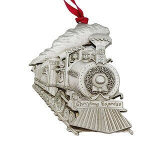Christmas Express Pewter Ornament Silver Tone Creative Casting Hermann MO 2 1/4"